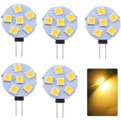 5pcs G4 patch lamp 6LED SMD 5050 180LM lampada a risparmio energetico pin lampada DC 12V bianco caldo en oferta
