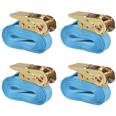 Cinghie d’Ancoraggio 4 pz a Cricchetto 0,8 T 6mx25mm Blu - Blu - Youthup