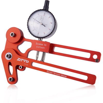 ZTTO Misuratore di tensione per raggi per bicicletta Set di ruote per misuratore di tensione di correzione Orologio meccanico rosso