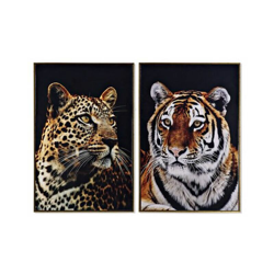 Quadro Leopardo Tigru Laccato (2 pcs) (62 x 2 x 92 cm) - Dekodonia en oferta