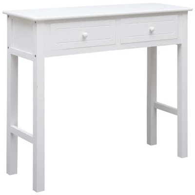 Tavolo Consolle Bianco 90x30x77 Cm In Legno