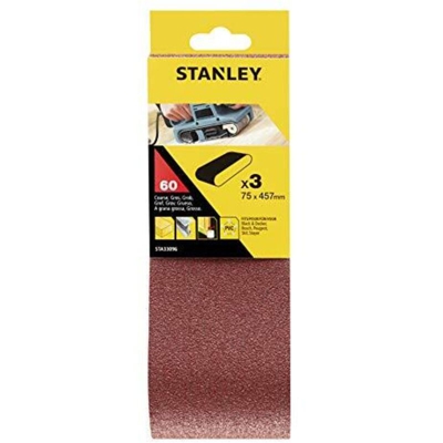 STANLEY 3 NASTRI ABRASIVI PER LEVIGATRICI A NASTRO 75x457 MM. GRANA 60
