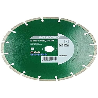 Hitachi 752805 - Disco diamantato, dimensioni: 230 x 22,2 x 7 mm, universale, per cantiere, segmentato, altezza del segmento: 7 mm