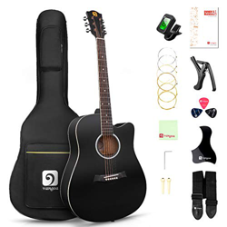 Vangoa 4/4 Chitarra Acustica 41 pollici Cutaway Dreadnought Acustica Chitarra con Borsa, Kits per Principianti, Nero en oferta