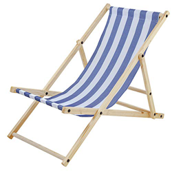 albatros Lettino da Giardino Sun, Blu-Bianco, Pieghevole, Sedia a Sdraio, Legno, terrazza Esterna precio