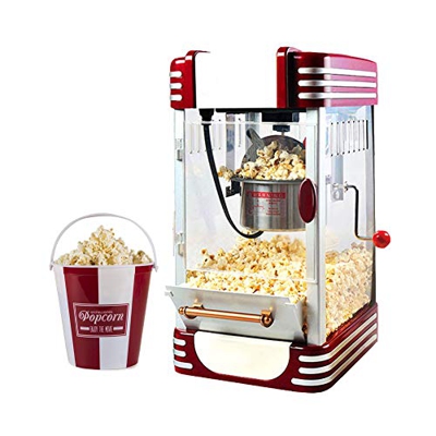 GWXLD Macchina per Popcorn, Retro Macchina Popcorn Compatta,Contenitore in Acciaio Inox 310W Agitatore, Rosso per La Casa Red