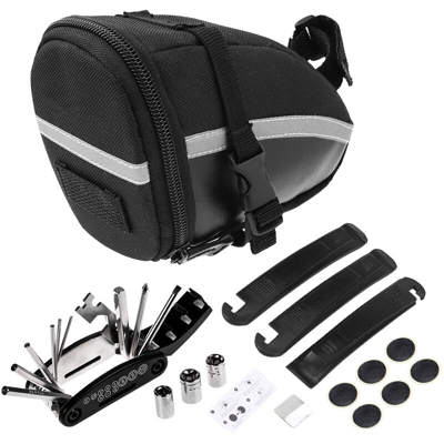 Roswheel - 13196 Borsa per cuscino + 3 piedi di porco neri + 6 toppe per pneumatici + pezzi di contusione + 16 in 1 set di attrezzi per biciclette