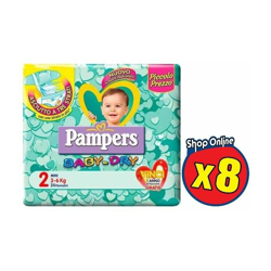 192 Pampers Pannolini Baby Dry 2 Mini 3-6Kg en oferta