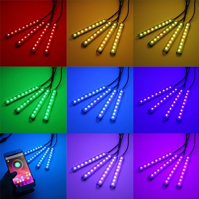 4x LED Multicolor Light Strip Wireless Neon Controllo del telefono per auto