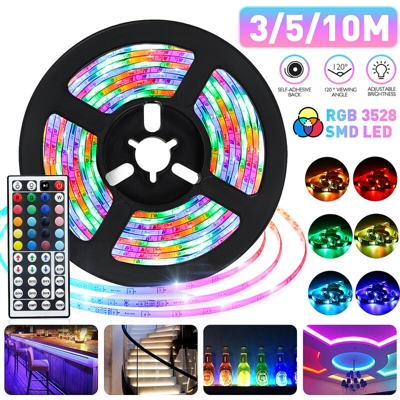Striscia luminosa a LED 600 RGB + telecomando IR a 44 tasti per soggiorno Decorazione per feste di Natale (5 m (senza adattatore))