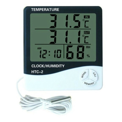 Termometro Digitale Igrometro Orologio Datario Con Sonda Esterna Misuratore Lcd