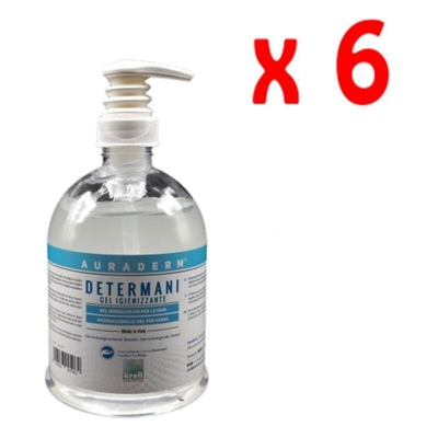 6 Pz Detergente Gel Igienizzante Mani 500 Ml Con Dosatore Kroll Auraderm 4506