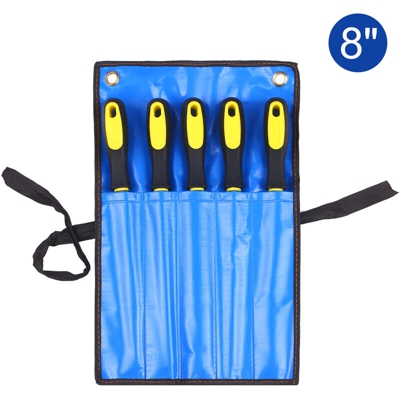 Asupermall - 5 pezzi includono 1 set di lime per lime quadrate / tonde / semicircolari / piatte / triangolari con grattugia per denti da 8 pollici