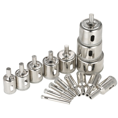 Asupermall - Set di 16 pezzi 6mm-50mm set di punte per trapano in vetro diamantato in vetro per marmo