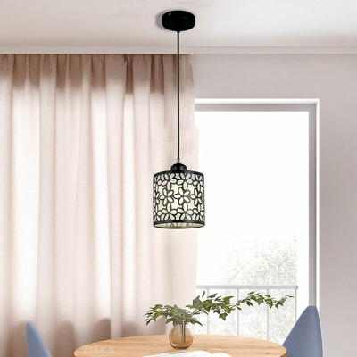 Modern Flower Petal LED Plafoniera Lampada a sospensione Lampadario per sala da pranzo Nuovo # 1 Round Light (Nero, Testa singola)