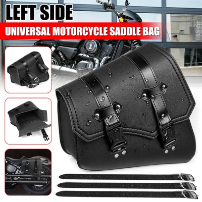 1x borsa da sella universale per moto con portabottiglie per Harley Davidson sinistra