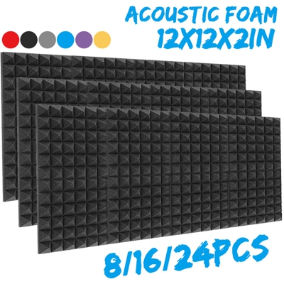 Pannelli fonoassorbenti in schiuma acustica da studio spessi 30x30x5cm Pannelli per piastrelle angolari (nero, solo 1 pz)
