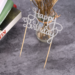 Happyshopping - 15 fette / confezione di decorazioni con bandierine da dessert per torta di compleanno, argento en oferta