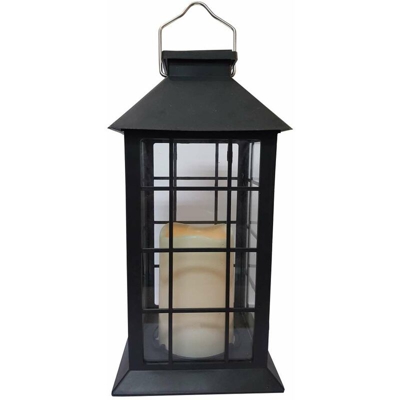 lanterna solare con candela artificiale - lxpxh: 14x14x32 cm