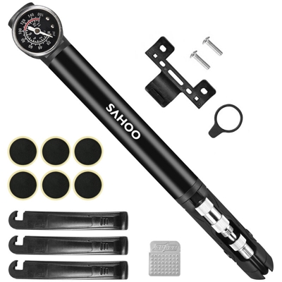 Sahoo - Set di accessori per biciclette 1 (mini pompa + 3 piedi di porco in plastica + pellicola gratuita * 6 + 1 foglio + 1 scatola di imballaggio +
