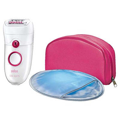Braun 5185 Silk-épil 5 Power - Epilatore Donna con 3 Accessori, Bianco/Rosa
