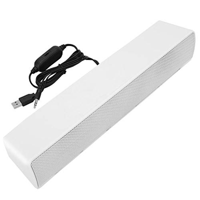 Soundbar da 3,5 mm Soundbar Stereo 3D per PC Soundbard Portatile USB Soundbar cablato Lettore Musicale per PC(Bianca)