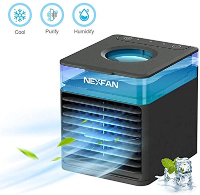 ANGGO Mini Raffreddatore D'aria USB Condizionatore Portatili,Personale Basso Rumore Climatizzatore Air Cooler con 7 Colori LED 3 Velocità del Vento Re