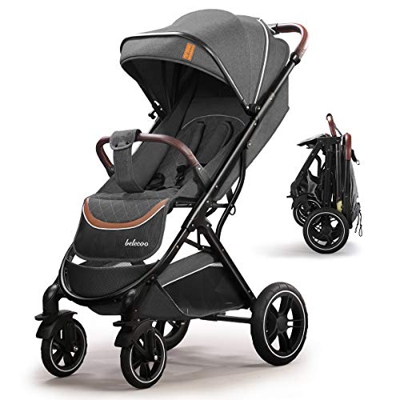 Carrozzina Regolabile Passeggino Leggero Compatto per Bambini fino a 3 Anni Carrello Pieghevole con Una Mano con Ruote in Gomma Cesto Portaoggetti Gra