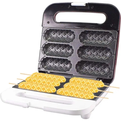 Macchina Elettrica Piastra per Waffle a stecco 850 W ABS, Rosso Waffel