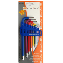 SERIE 9 CHIAVI A BRUGOLA LUNGHE 03304 CROMO VANADIO TESTA A SFERA - Sikurotech precio