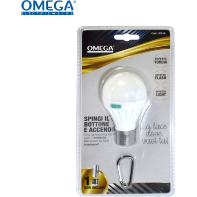 LAMPADA PORTATILE A BATTERIA, CON MOSCHETTONE PER AGGANCIO, LUMINOSITA' 100 e 50