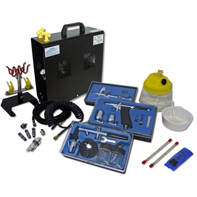 Wiltec - Set AS196A compressore con 3 pistole a spruzzo professionali, gamma completa di accessori