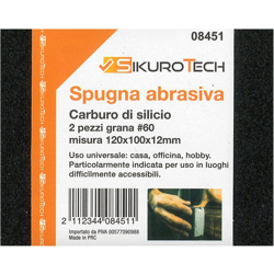 Spugna abrasiva Sikurotech 08451 120x100 grana 60 in carburo di silicio 2 pezzi características