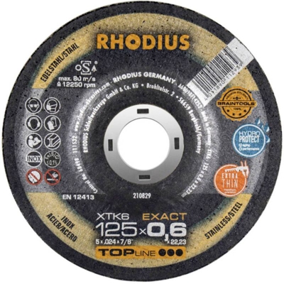 Rhodius XTK6 EXACT 210829 Disco da taglio con centro depresso 125 mm 22.23 mm 1 pz.