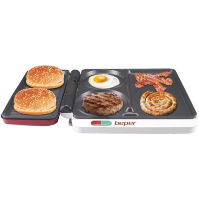 Lgvshopping - Piastra Multifunzione 4 in 1 1000 Watt rivestimento antiaderente rosso cottura