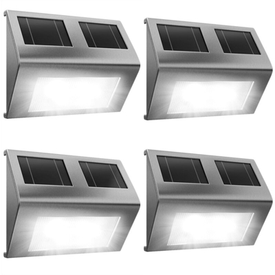 Deuba - 4x Lampada a LED a energia solare lampada da parete acciaio inox - Lampioncino Lampada da esterno lampada da parete