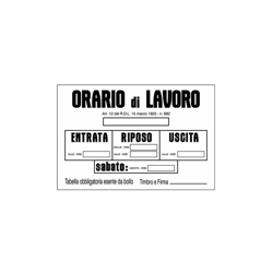 1 Cartello segnaletico in PVC 'Orario di Lavoro' - formato 300x200 mm - Oreca precio