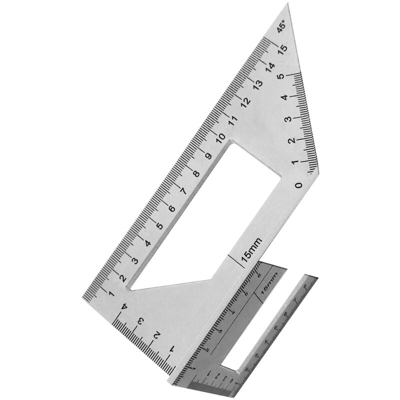Righello angolare multifunzionale Righello in lega di alluminio argento Righello per incisione a 45 gradi Righello con angolo a 90 gradi Calibro