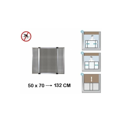 Zanzariera estensibile in alluminio con telaio per porte/finestre con tapparella 50x70/132 cm