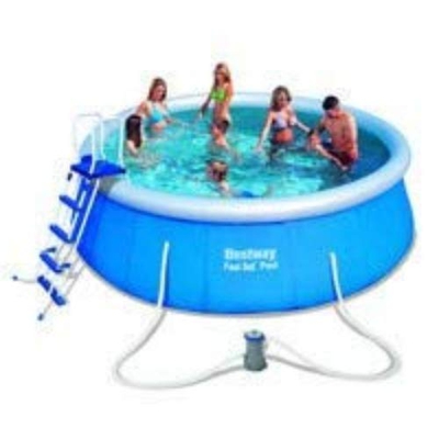 Fast Set Piscina Cm. 457X122, cap. 13,807 Lt, Pompa Filtro 220-240V, Cartuccia 58094 (II). Include: Telo Base, Copertura, Scaletta di Sicurezza, Blue