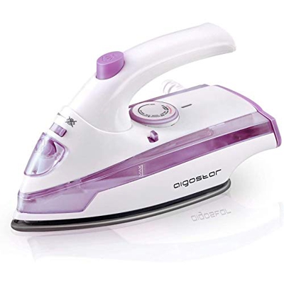 Aigostar Purpletravel 31HHM - Piccolo ferro da stiro da viaggio, Doppia tensione Pieghevola, Portatile, Stiruatura a secco o vapore con sistema anti-b
