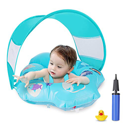 Magicfun Salvagente Neonato, Ciambella Gonfiabile Piscina Mare con Parasole e Sedile Sicuro, Anello di Nuoto Baby Float per Bambini da 6 a 36 Mesi en oferta