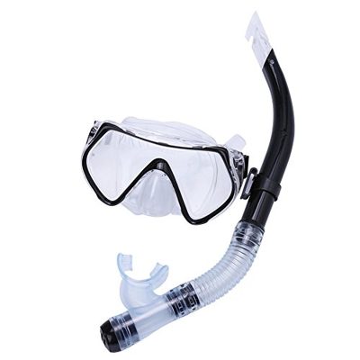 Maschera da Snorkeling con Boccaglio Occhiali da Subacquea Nuoto Alito Facile Snorkel Set per Adult(Nero)