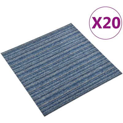 Quadrotte di Moquette 20 pz 5 m2 50x50 cm Blu a Strisce - Blu - Youthup