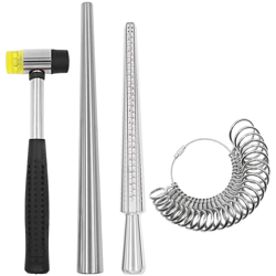 Asupermall - Set di misuratori di anelli in metallo Anello di misurazione delle dita con anelli a mandrino Misuratore di dimensioni delle dita precio