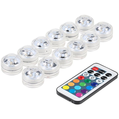 Mini luce subacquea colorata a LED RGB IP68 impermeabile con telecomando 12 pezzi