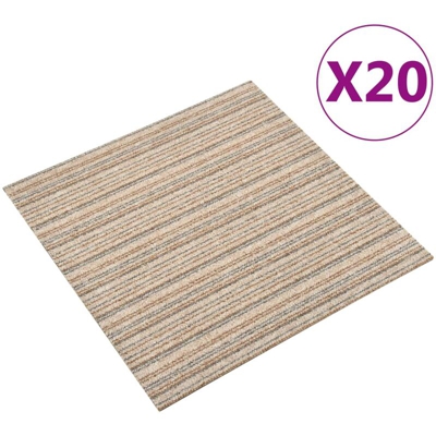 YOUTHUP Quadrotte di Moquette 20 pz 5 m2 50x50 cm Beige a Strisce - Beige