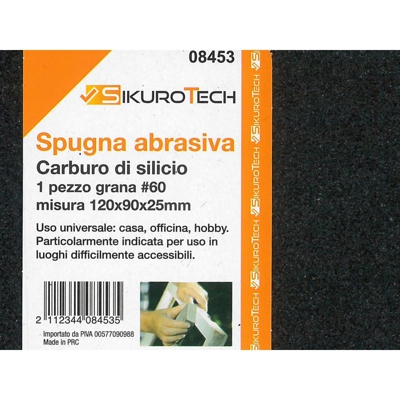 Spugna abrasiva 08453 120x90 grana 60 carburo di silicio - Sikurotech