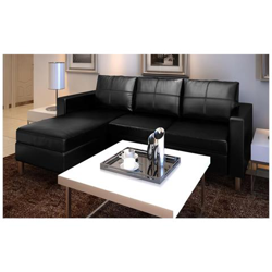 Divano Componibile a 3 Posti in Pelle Artificiale Nero precio