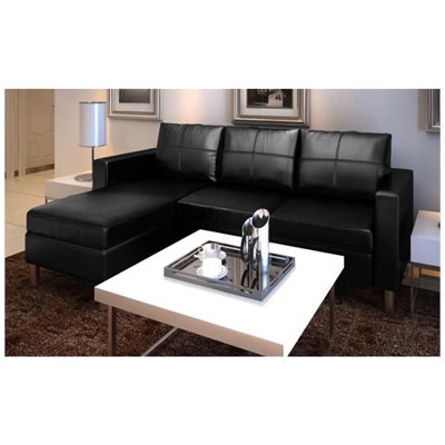 Divano Componibile a 3 Posti in Pelle Artificiale Nero
